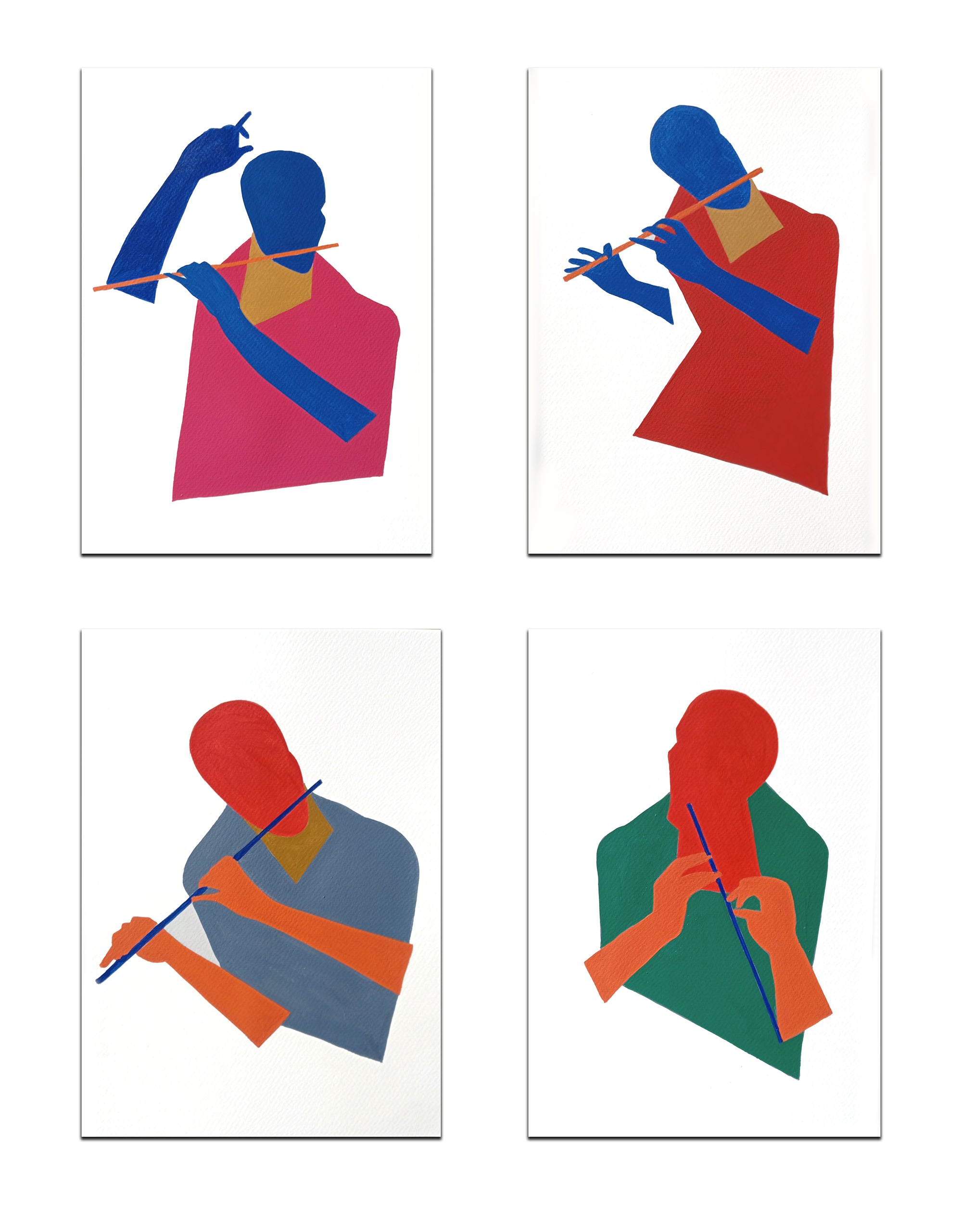 Flute Players (Set of 4)