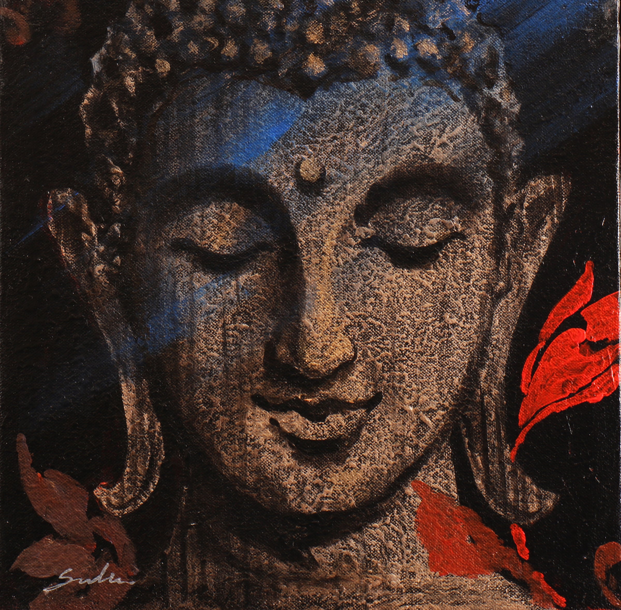Buddha - Acrylic painting on Canvas by Sulakshana Dharmadhikari | Acrylic Wall Art