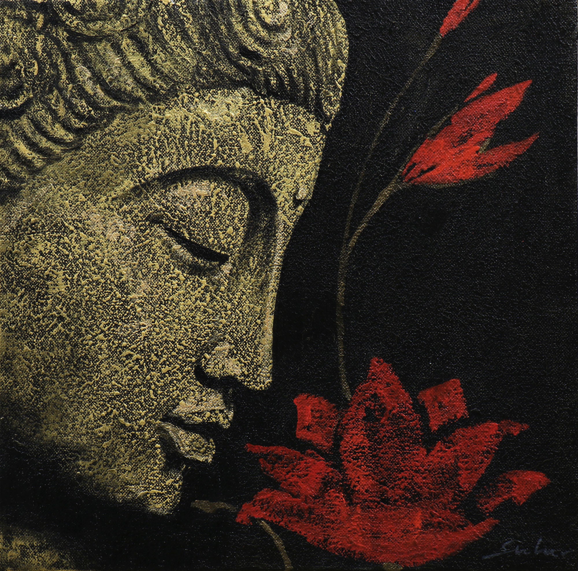 Buddha (2) - Acrylic painting on Canvas by Sulakshana Dharmadhikari | Luxury Home Decor - Wall Art