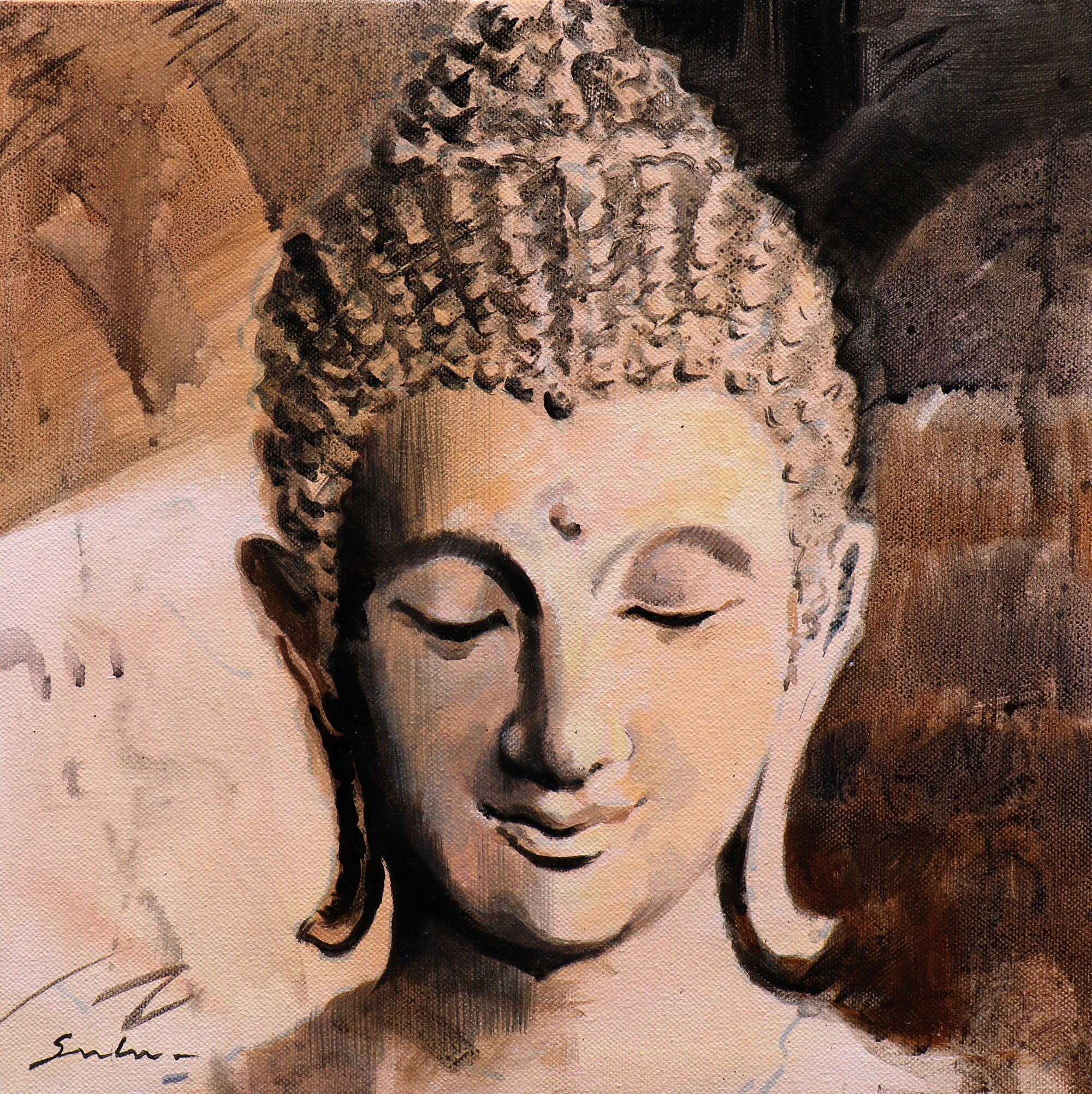 Buddha - Acrylic painting on Canvas by Sulakshana Dharmadhikari | Luxury Home Decor - Acrylic Wall Art