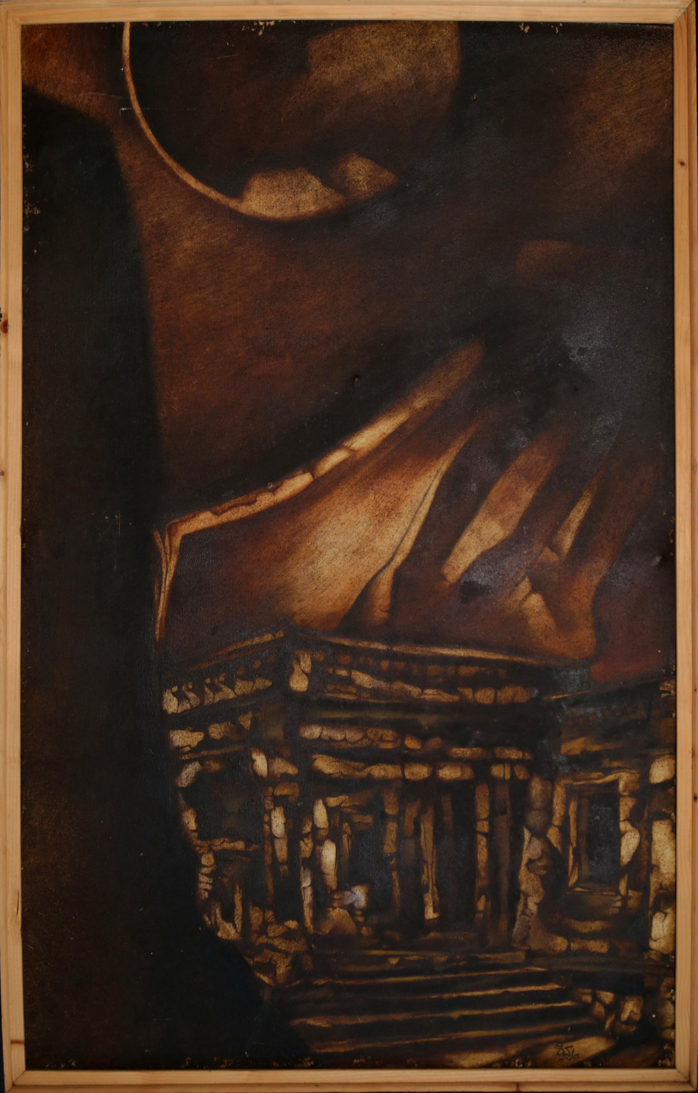 HAMPI AT NIGHT (2) by Sathya Shivakumar | A Contemporary art - Oil painting on canvas