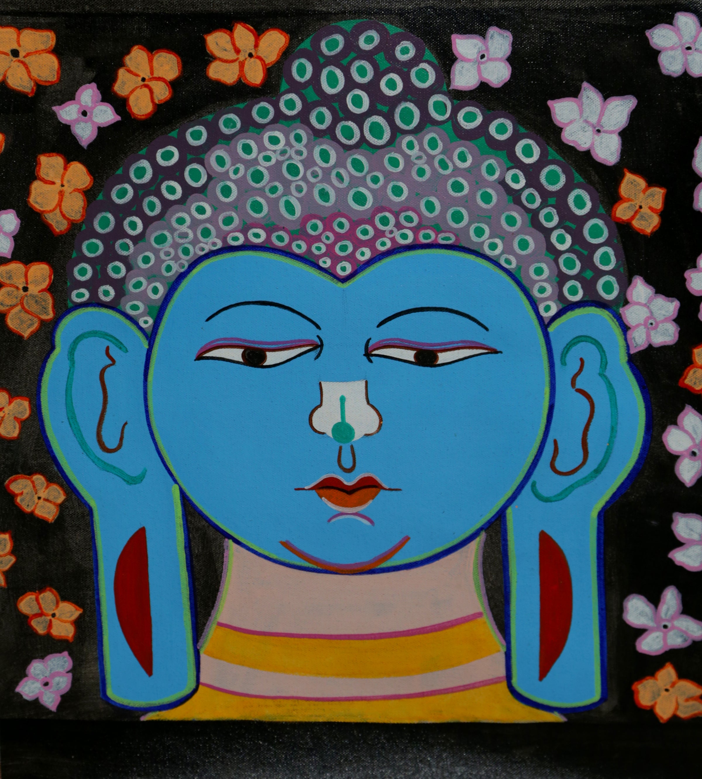 Folk Art  - Buddha  | A Luxury Home Decor Acrylic painting on Canvas by Jagadish Ambalgi | Acrylic Wall Art