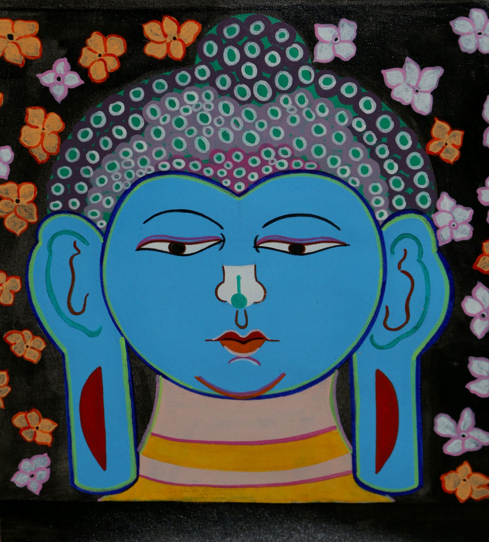 Folk Art  - Buddha  | A Luxury Home Decor Acrylic painting on Canvas by Jagadish Ambalgi | Acrylic Wall Art