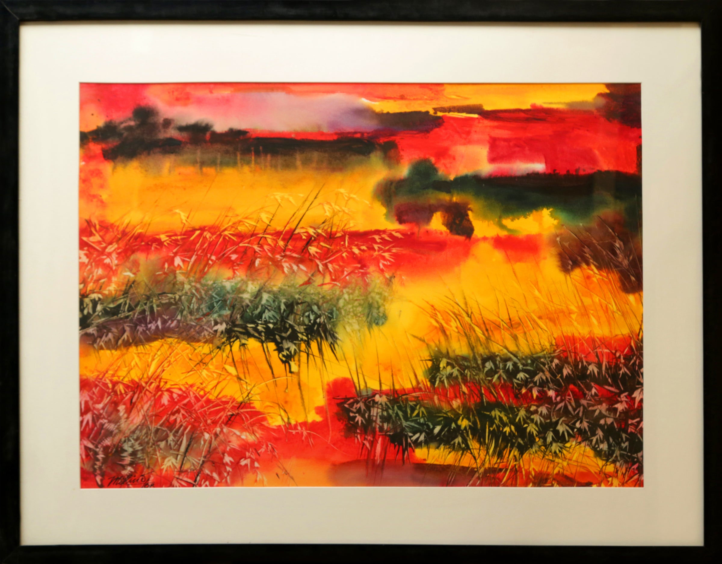 POND AT SUNSET by Milind Nayak | Water colour art - Luxury Home Decor