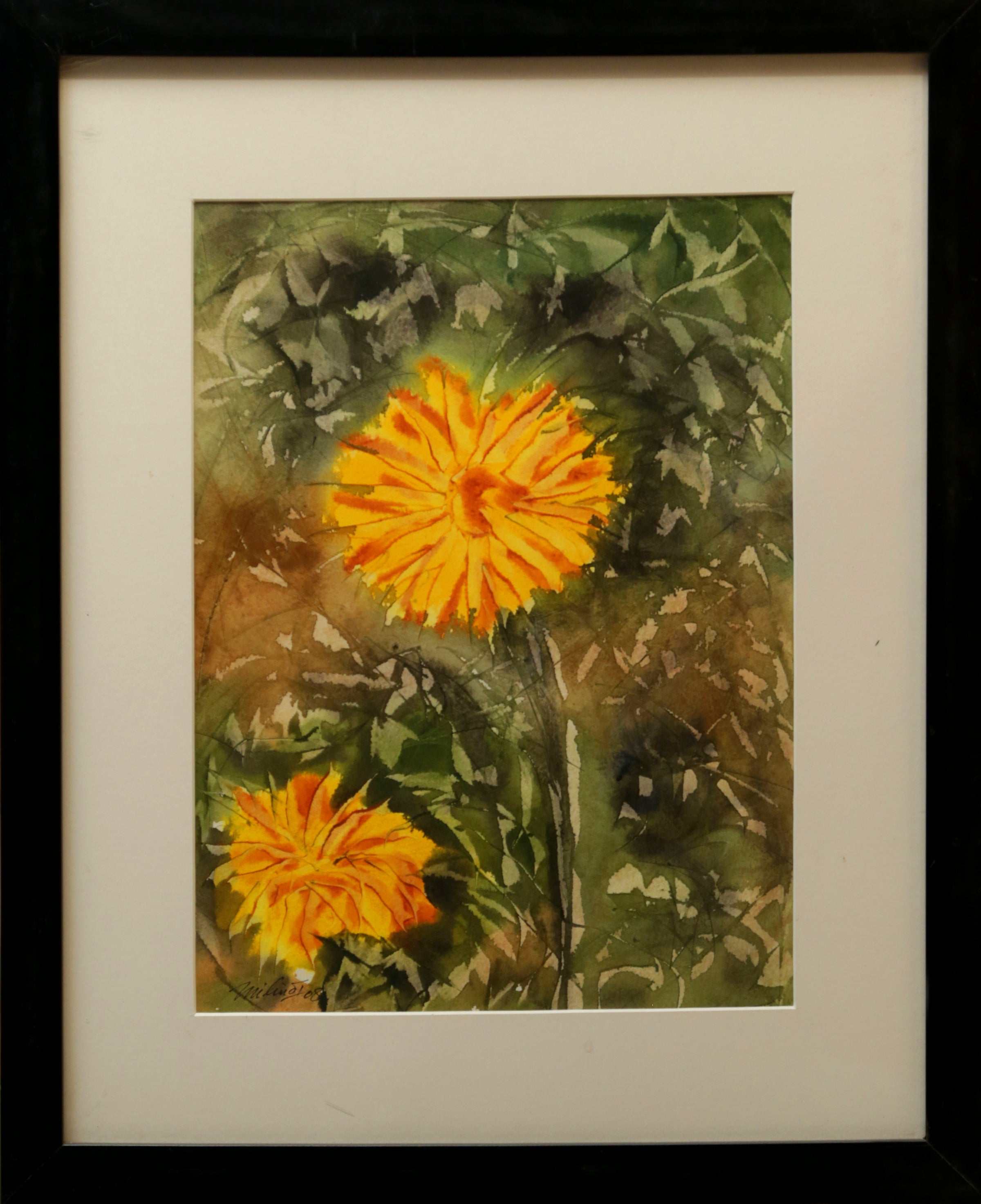 YELLOW FLOWERS by Milind Nayak | Water colour art on paper - Home Decor