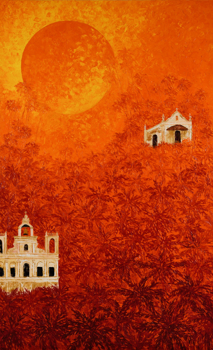 FIRE IN THE SKY by Jaya Javeri | Luxury home decor - Oil painting