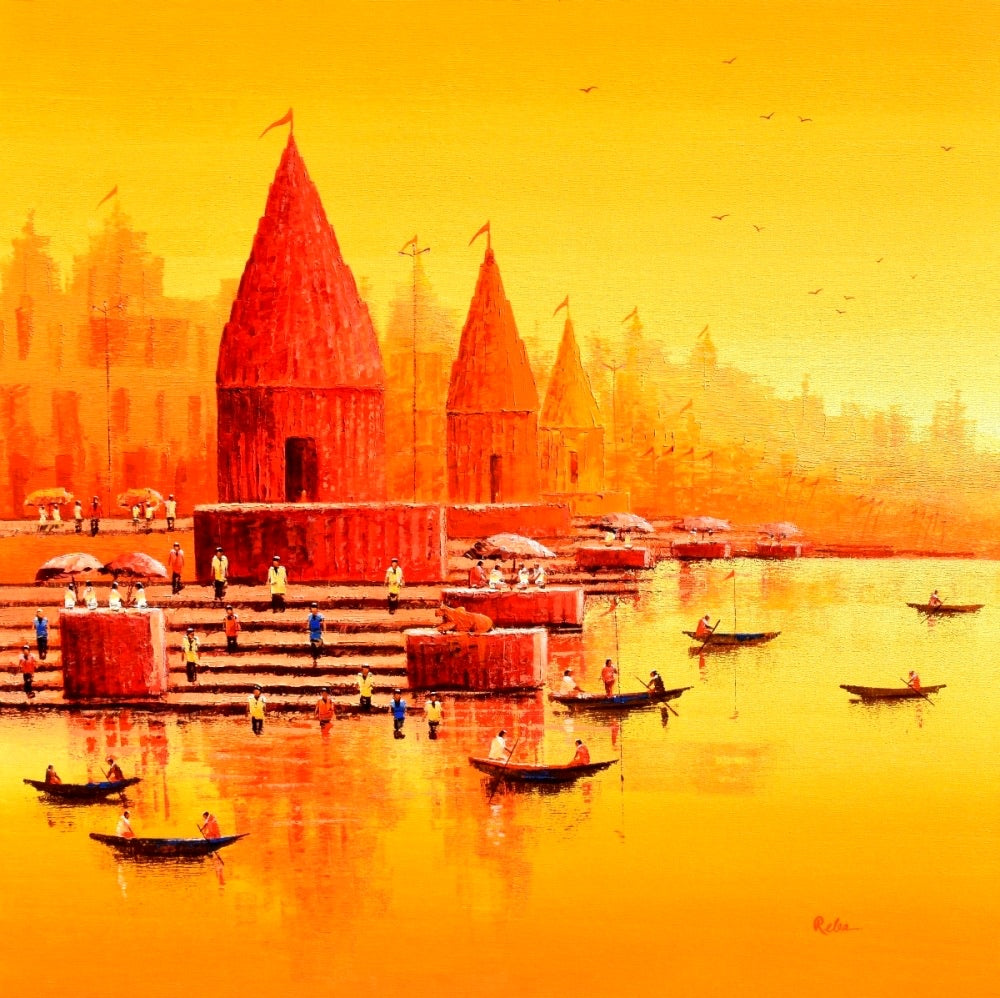 BENARES 3 by Reba Mandal | Acrylic artwork on Canvas