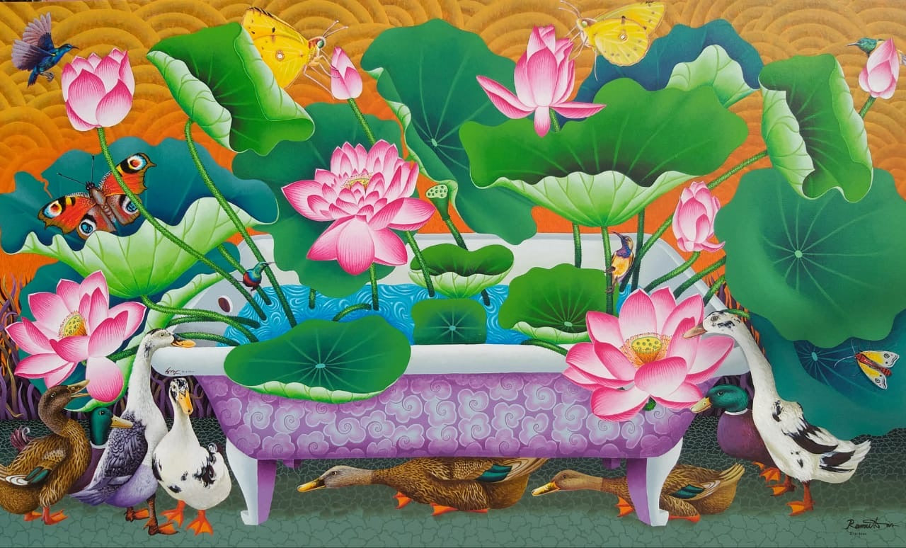 Lotus pond in a Bathtub