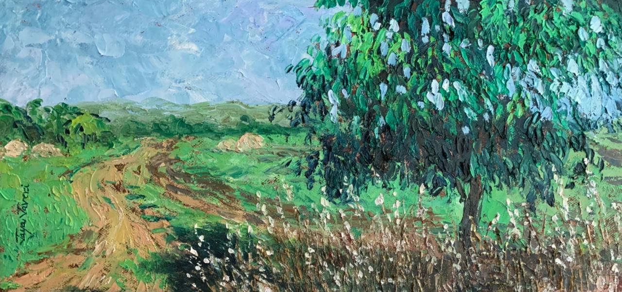 FIELDS (2) by Jaya Javeri | Oil painting - Canvas Wall Art