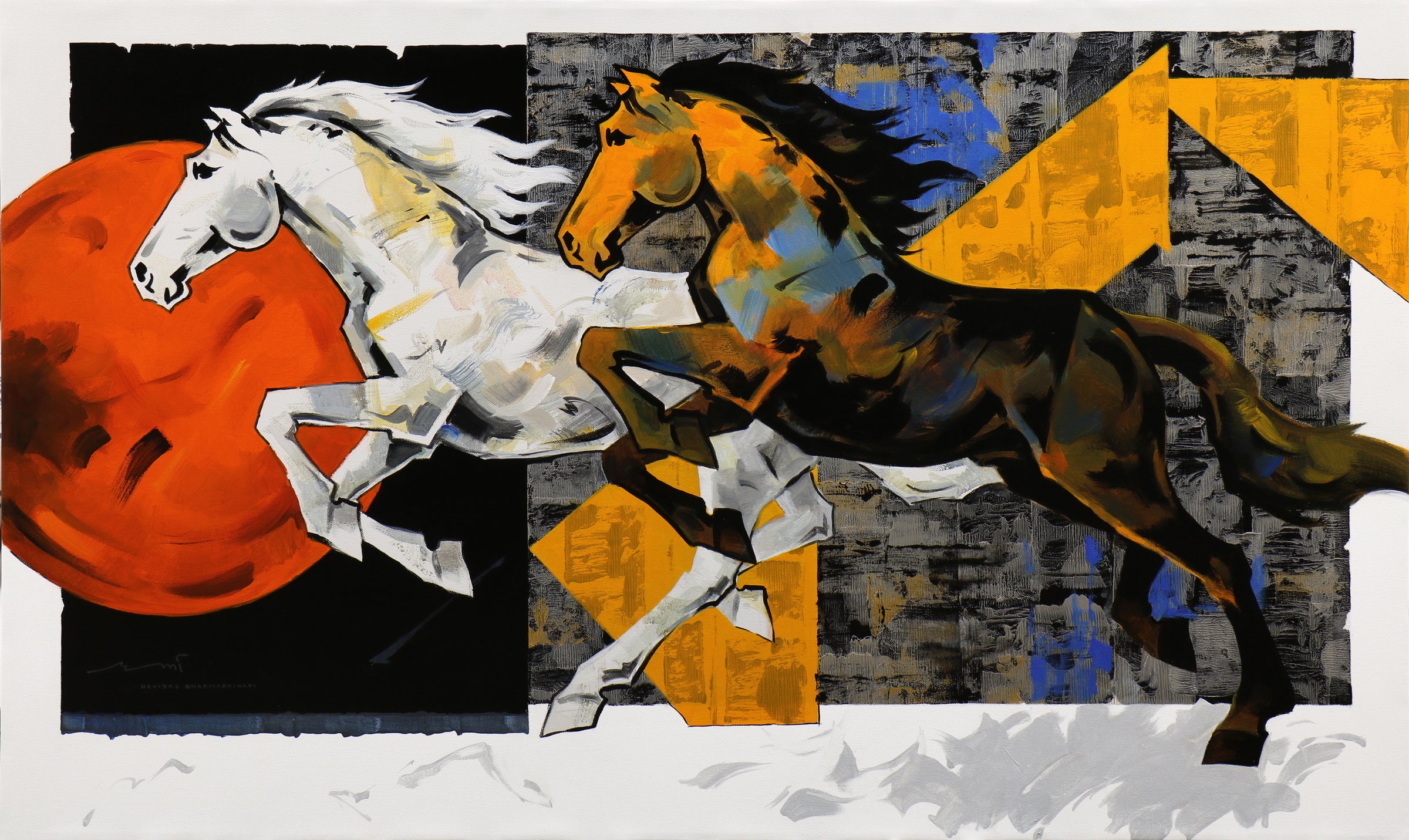 HORSES by Devidas Dharmadhikari | Acrylic wall painting on canvas