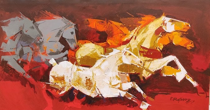 HORSES 20 by P.R Rathod | Acrylic painting on canvas