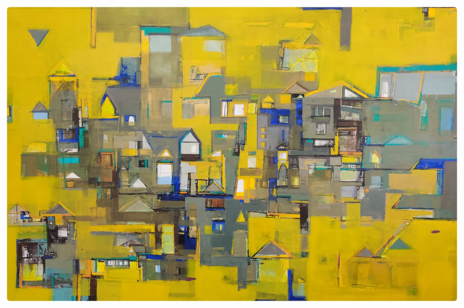 CITYSCAPE 20 by Praveen Kumar | Acrylic on Canvas - Home Decor