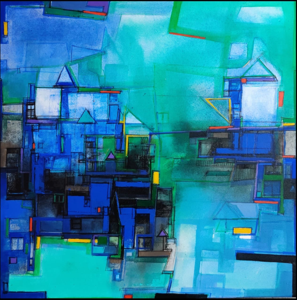 CITYSCAPE 04 by Praveen Kumar | Acrylic painting on Canvas