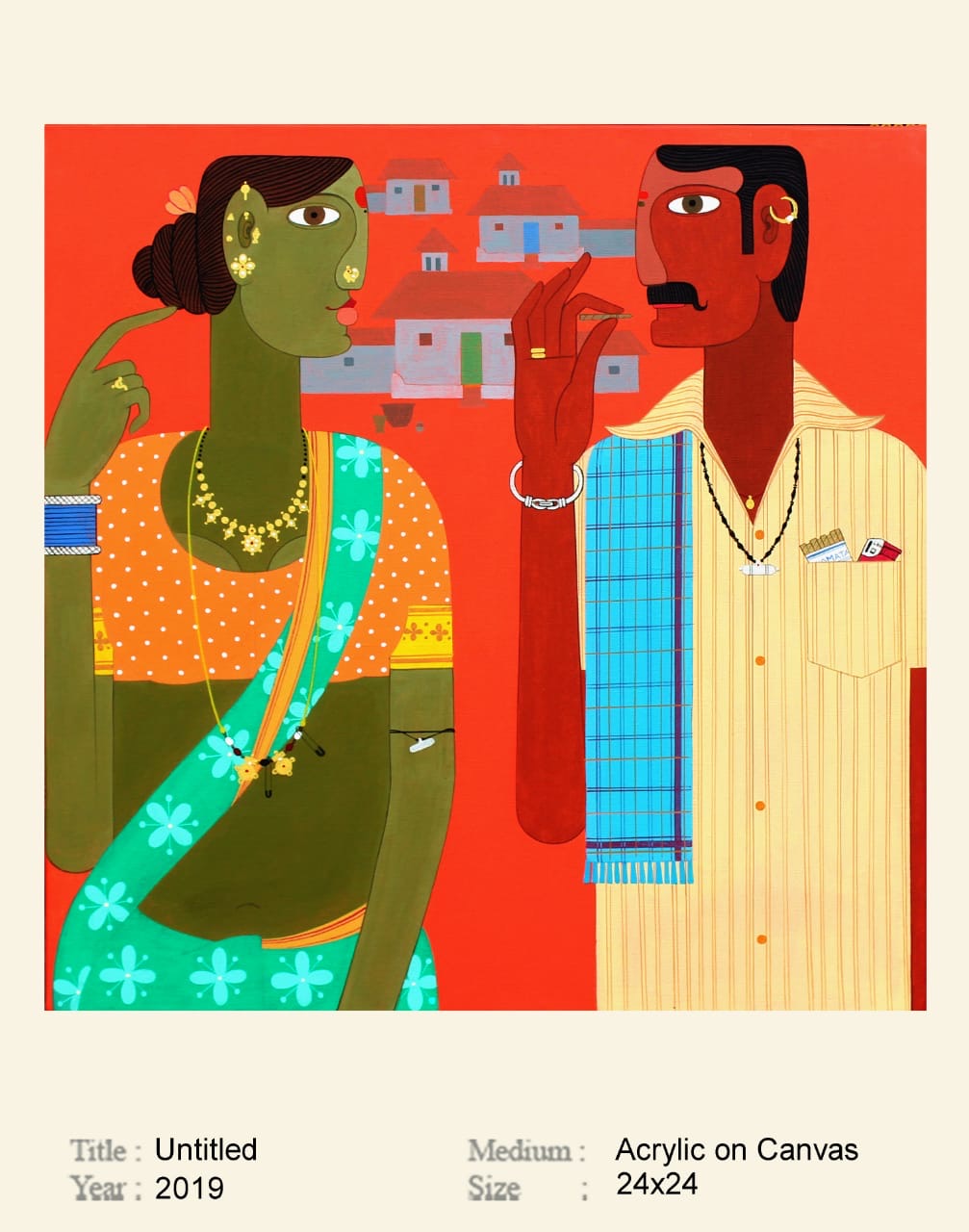 COUPLE IN CONVERSATION by Kandi Narsimlu | Acrylic art - Canvas wall decor