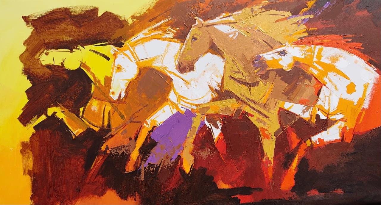 HORSES 30 by P.R Rathod | Acrylic artwork on Canvas