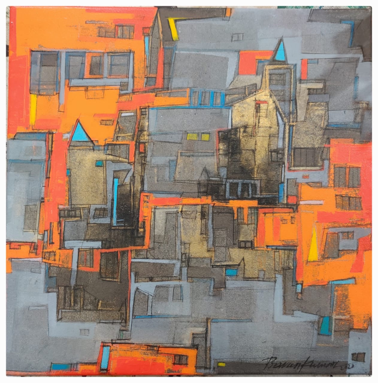 CITYSCAPE 06 by Praveen Kumar | Acrylic on Canvas artwork