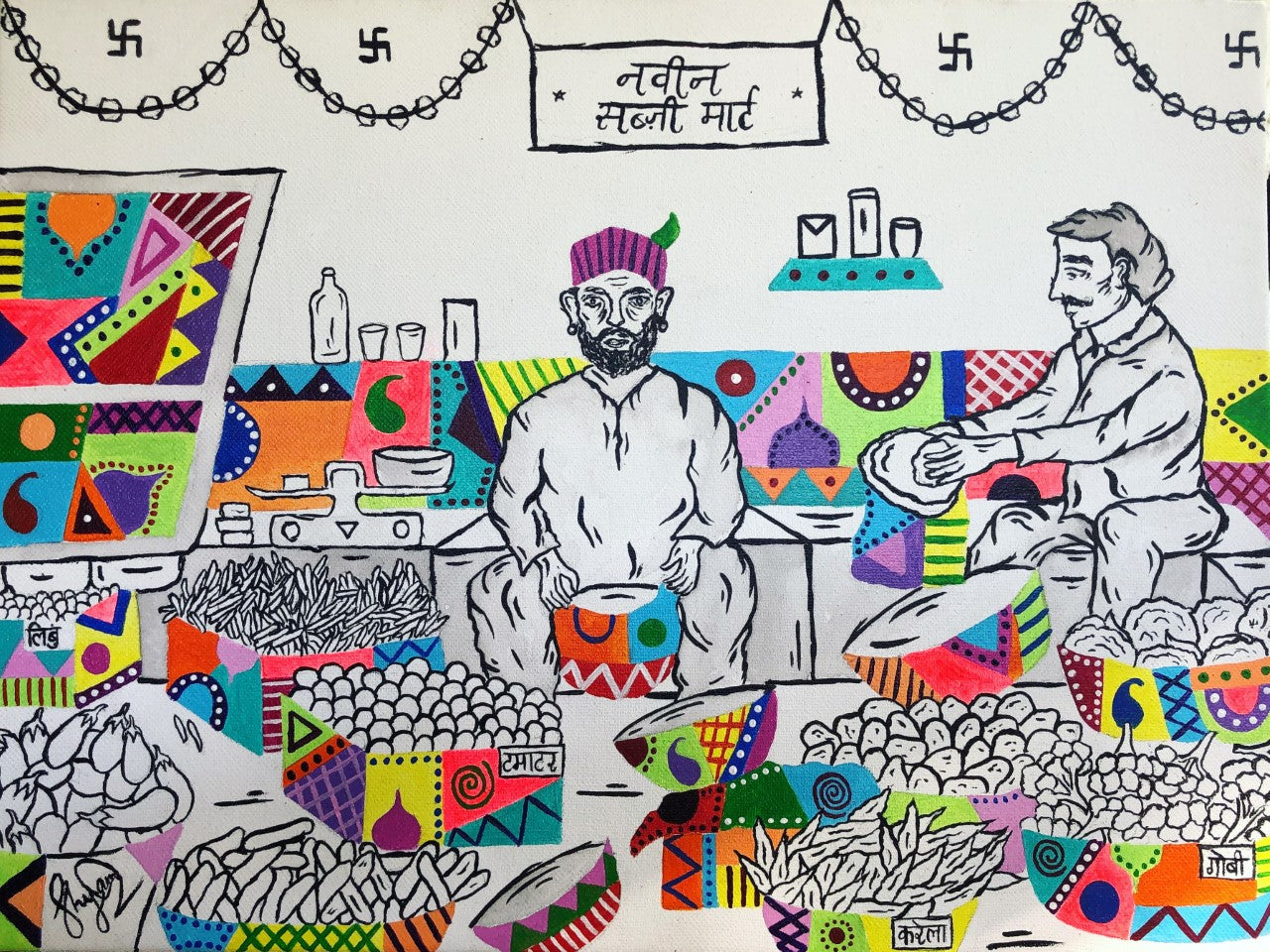 RABARI SABZIWALA by Shyamolie Madhavji  | Acrylic artwork on Canvas